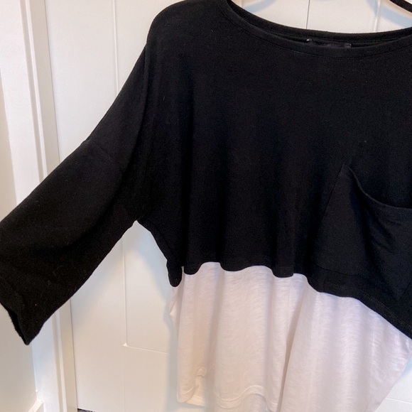 Forever 21 Casual Block Style Black & White 3/4 Sleeve Top | Size M - Picture 10 of 11